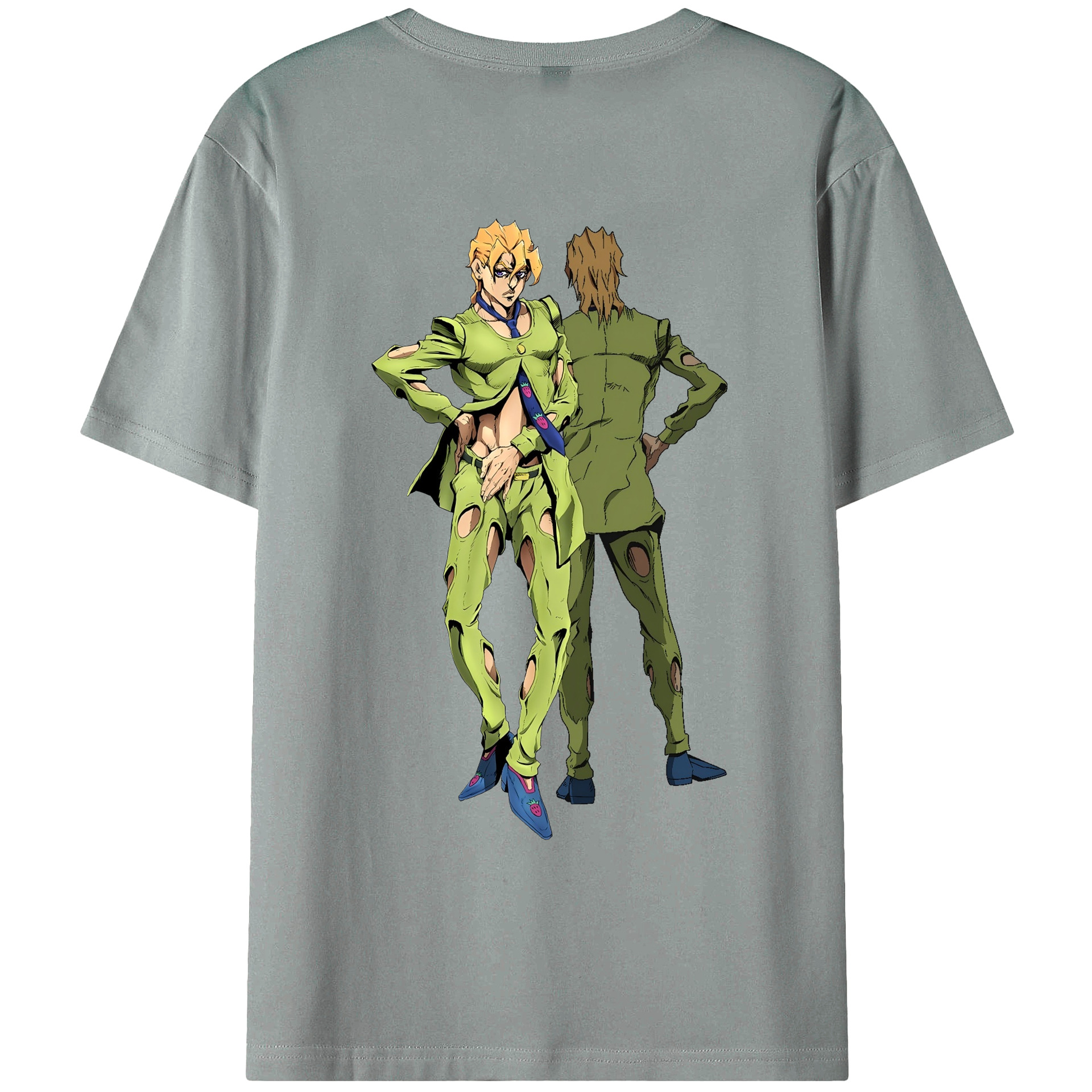 （画像用） ジョジョの奇妙な冒険 パンナコッタ?フー JoJo's Bizarre Adventure Pannacotta Fugo 綿100％ メンズ半袖Tシャツ（バックプリント） 通気性